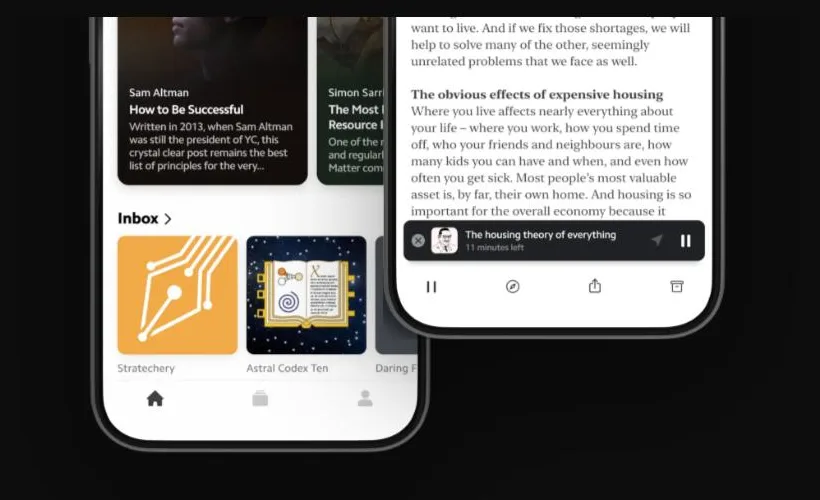Matter official website showing its reading queue interface