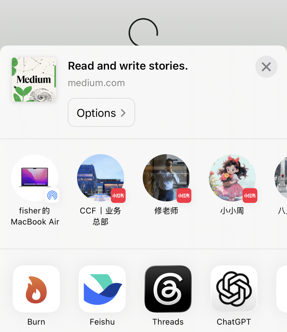Burn 451 iOS Share Sheet saving a post from X into Burn