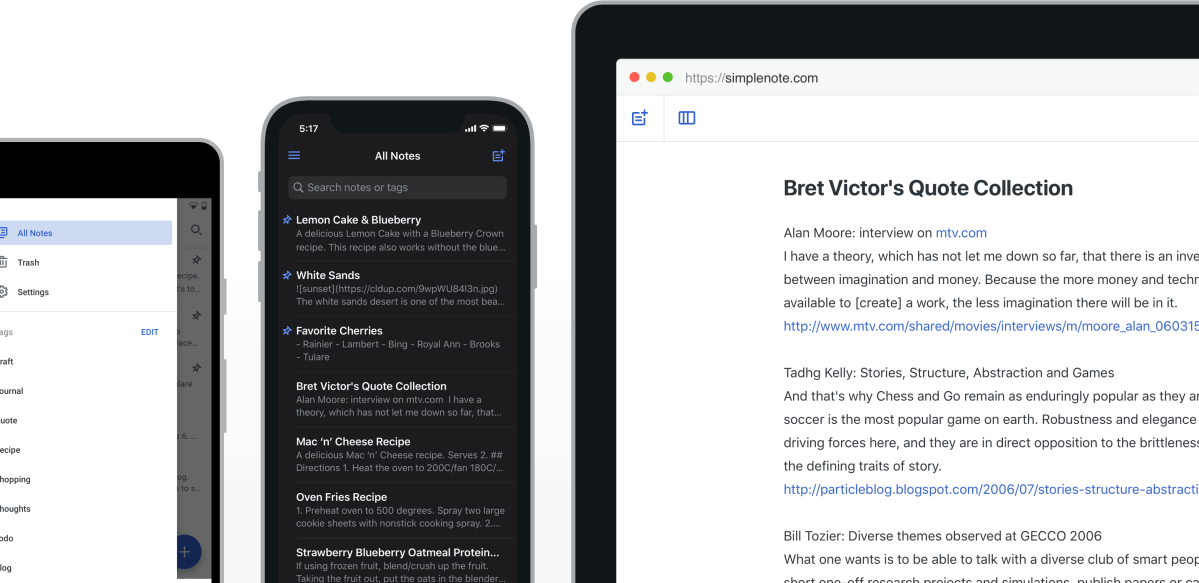 Simplenote app — free plain-text notes with sync, a simple Evernote alternative